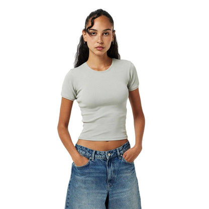 Grey - Side - Represent Womens-Ladies Initial Ribbed T-Shirt