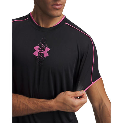 Black-Pink - Side - Under Armour Mens Challenger Athletic Football T-Shirt