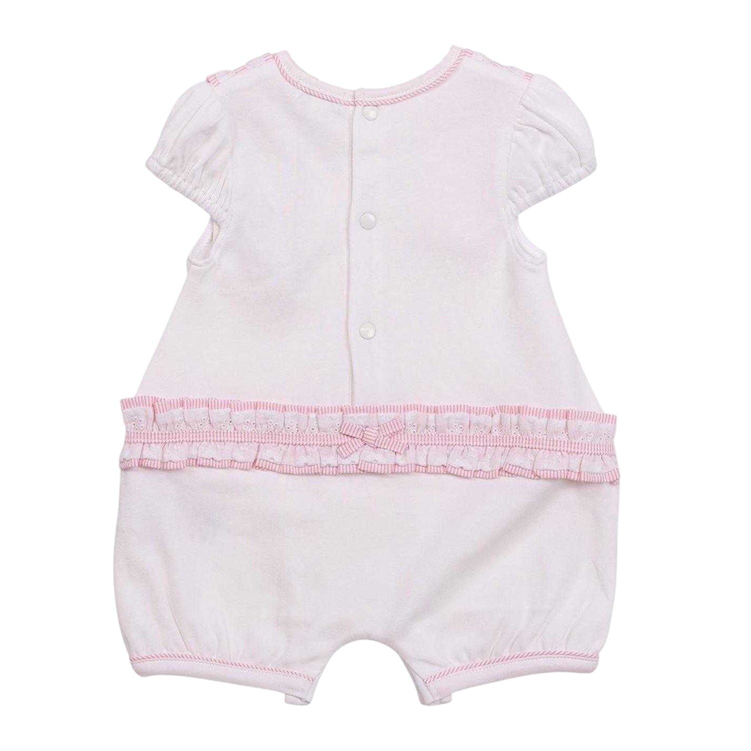 Pink - Back - Mintini Baby Girls Contrast Striped Romper