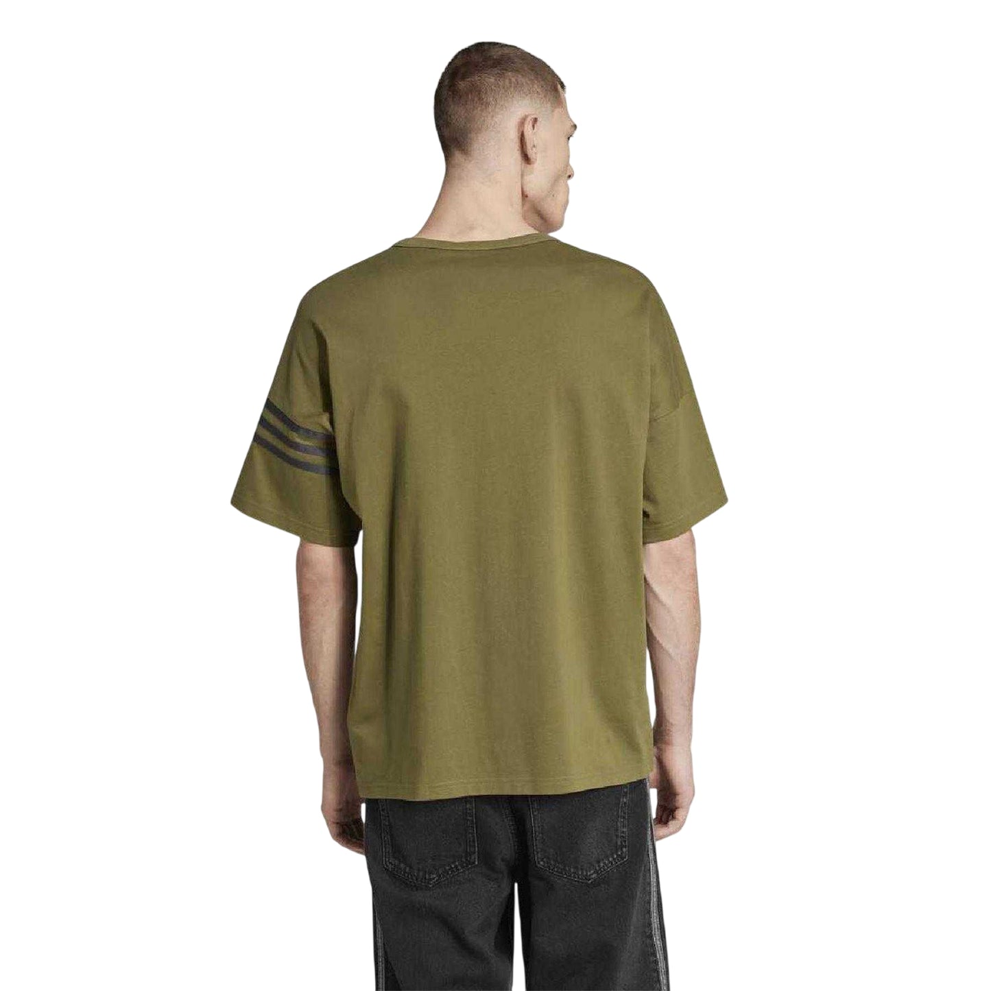 Olive - Back - Adidas Mens Neuclassics 3 Stripes T-Shirt
