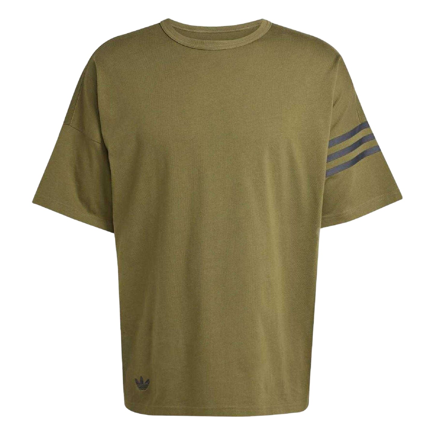 Olive - Front - Adidas Mens Neuclassics 3 Stripes T-Shirt