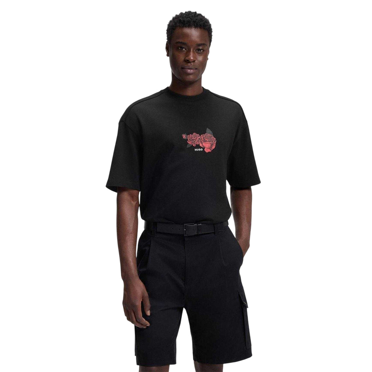 Black - Side - Hugo Mens Domans T-Shirt