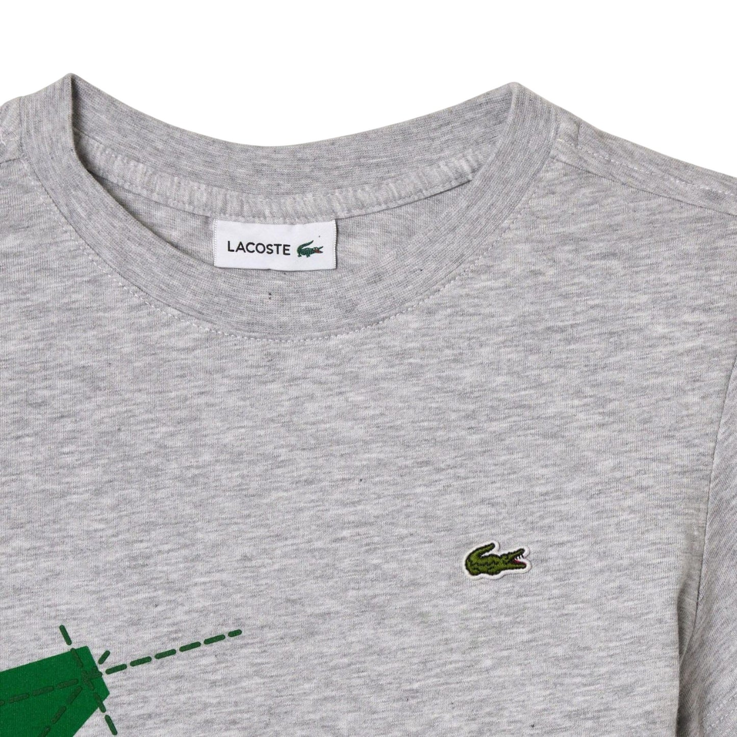 Grey - Back - Lacoste Childrens-Kids Crocodile Print T-Shirt