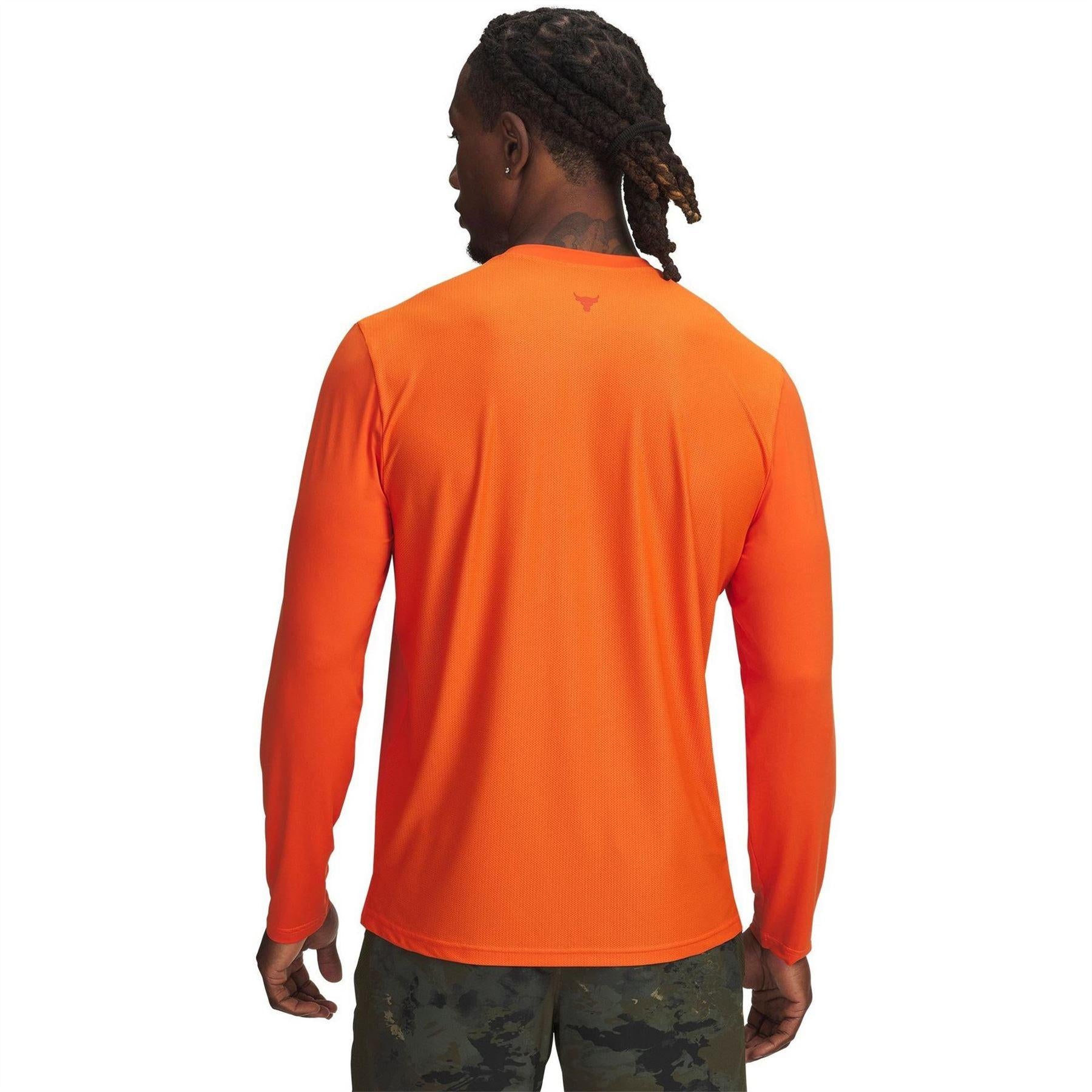Orange - Back - Under Armour Mens Project Rock Iso-Chill Technical Top