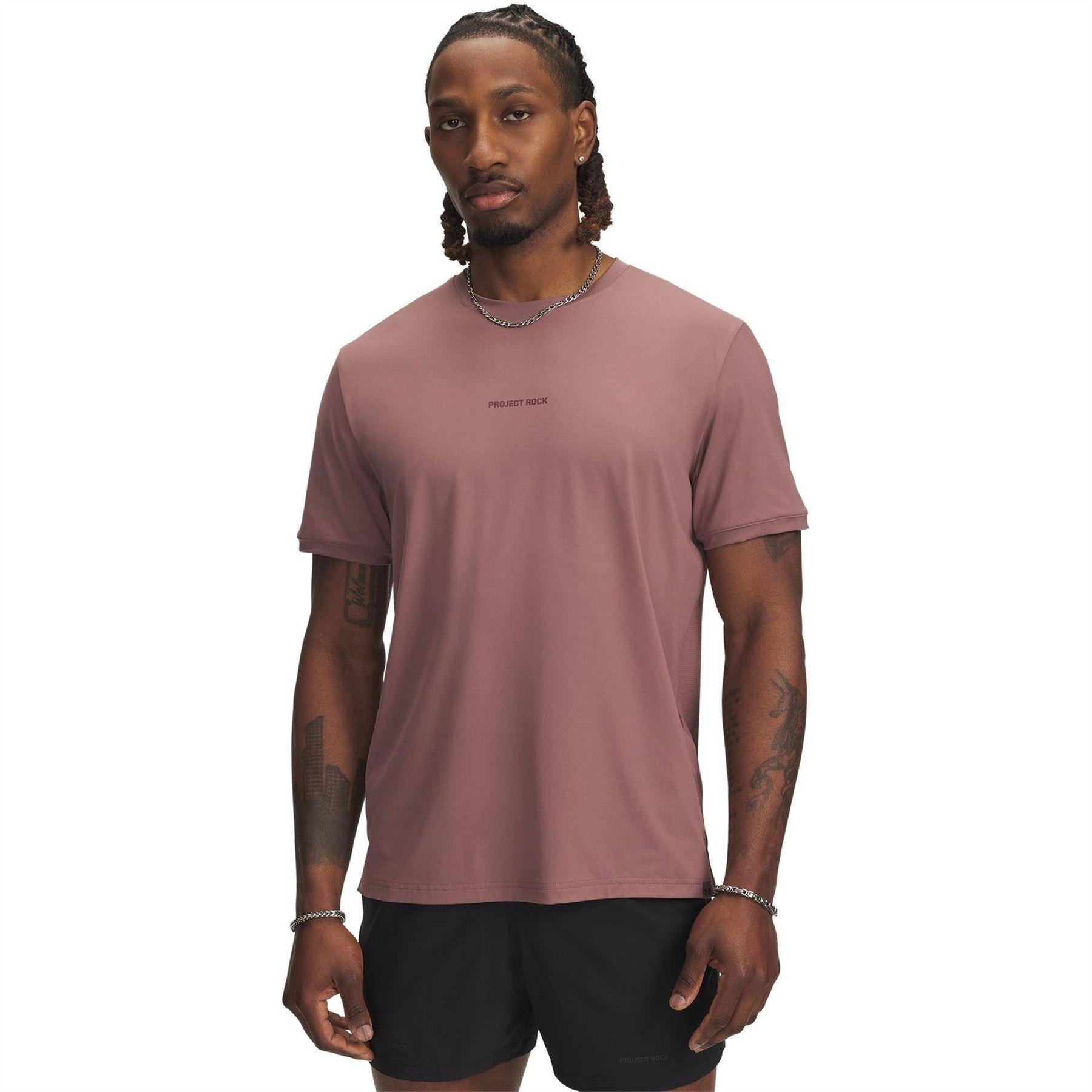 Brown - Front - Under Armour Mens Project Rock T-Shirt