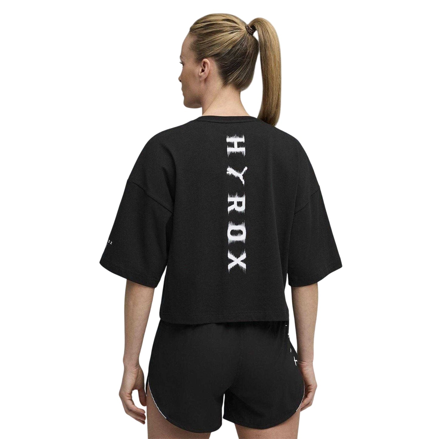 Puma Black - Lifestyle - Puma Womens-Ladies Hyrox Graphic Print Cropped T-Shirt