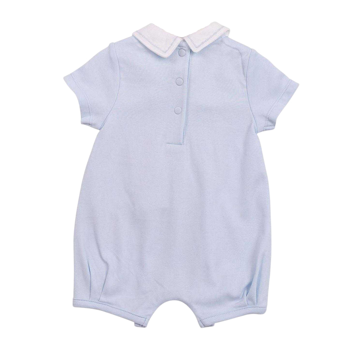 Blue - Back - Mintini Baby Embroidered Romper
