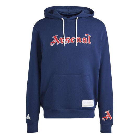 Indigo Blue - Front - Adidas Mens Arsenal FC Hooded Hoodie