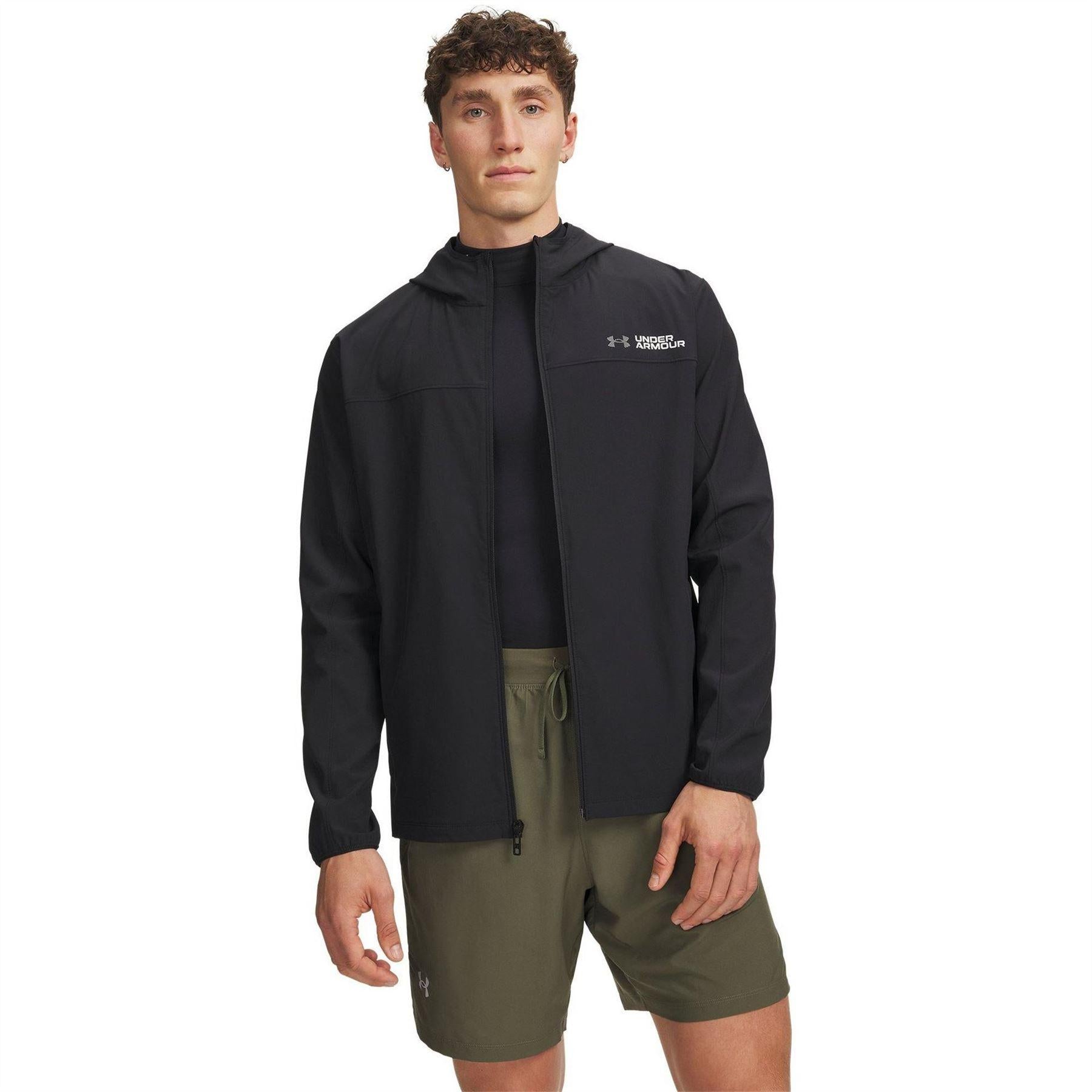 Black - Front - Under Armour Mens Velociti Stormproof Full Zip Jacket