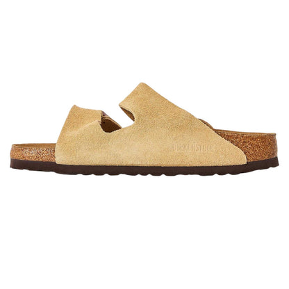 Beige - Back - Birkenstock Womens-Ladies Suede Flat Sandals