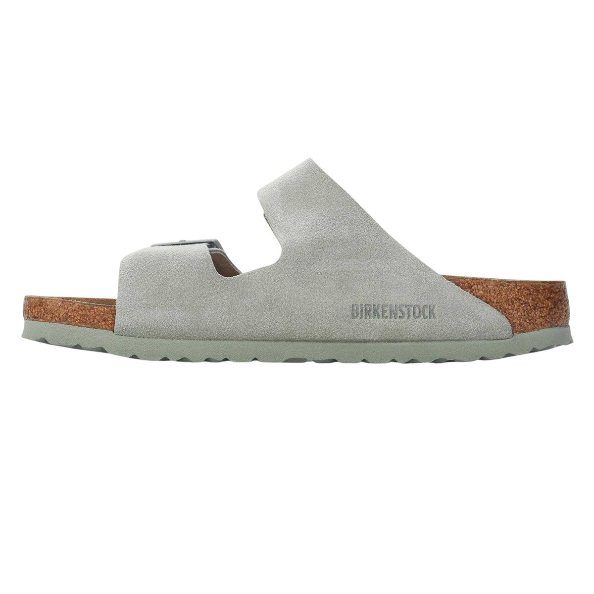 Green - Side - Birkenstock Womens-Ladies Suede Flat Sandals