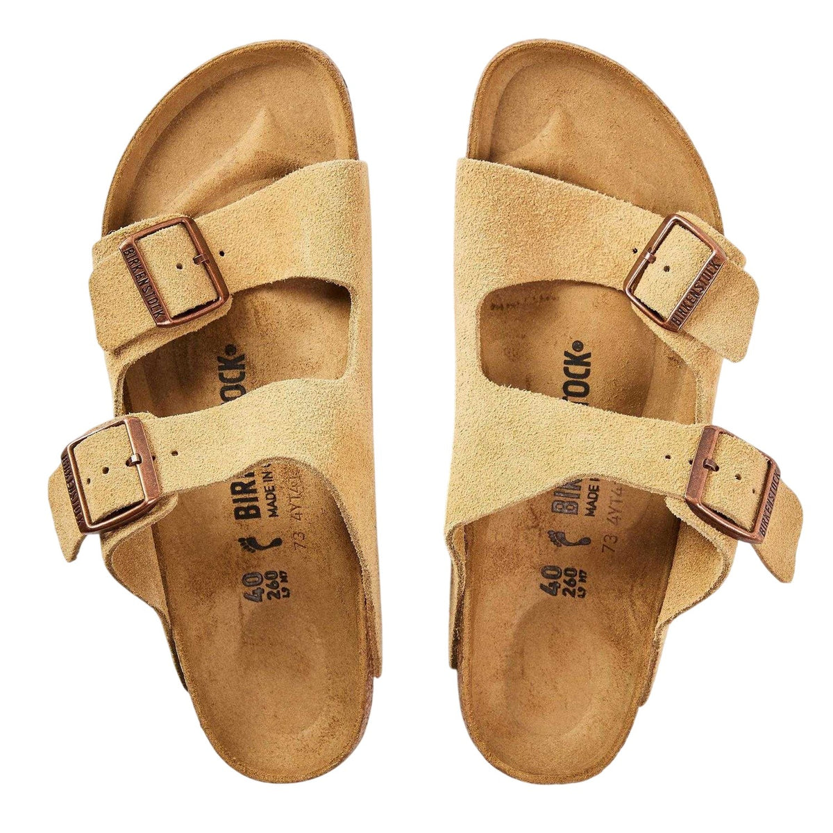 Beige - Side - Birkenstock Womens-Ladies Suede Flat Sandals
