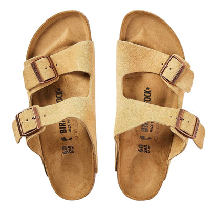 Beige - Side - Birkenstock Womens-Ladies Suede Flat Sandals