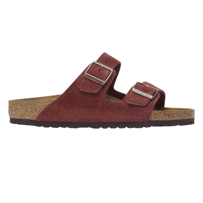 Red - Front - Birkenstock Womens-Ladies Suede Flat Sandals