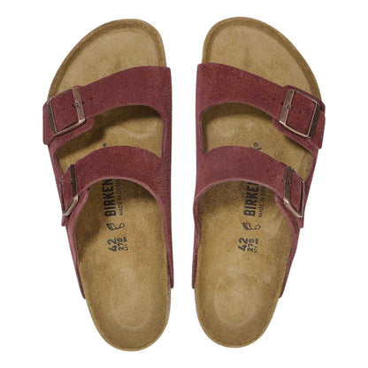 Red - Back - Birkenstock Womens-Ladies Suede Flat Sandals