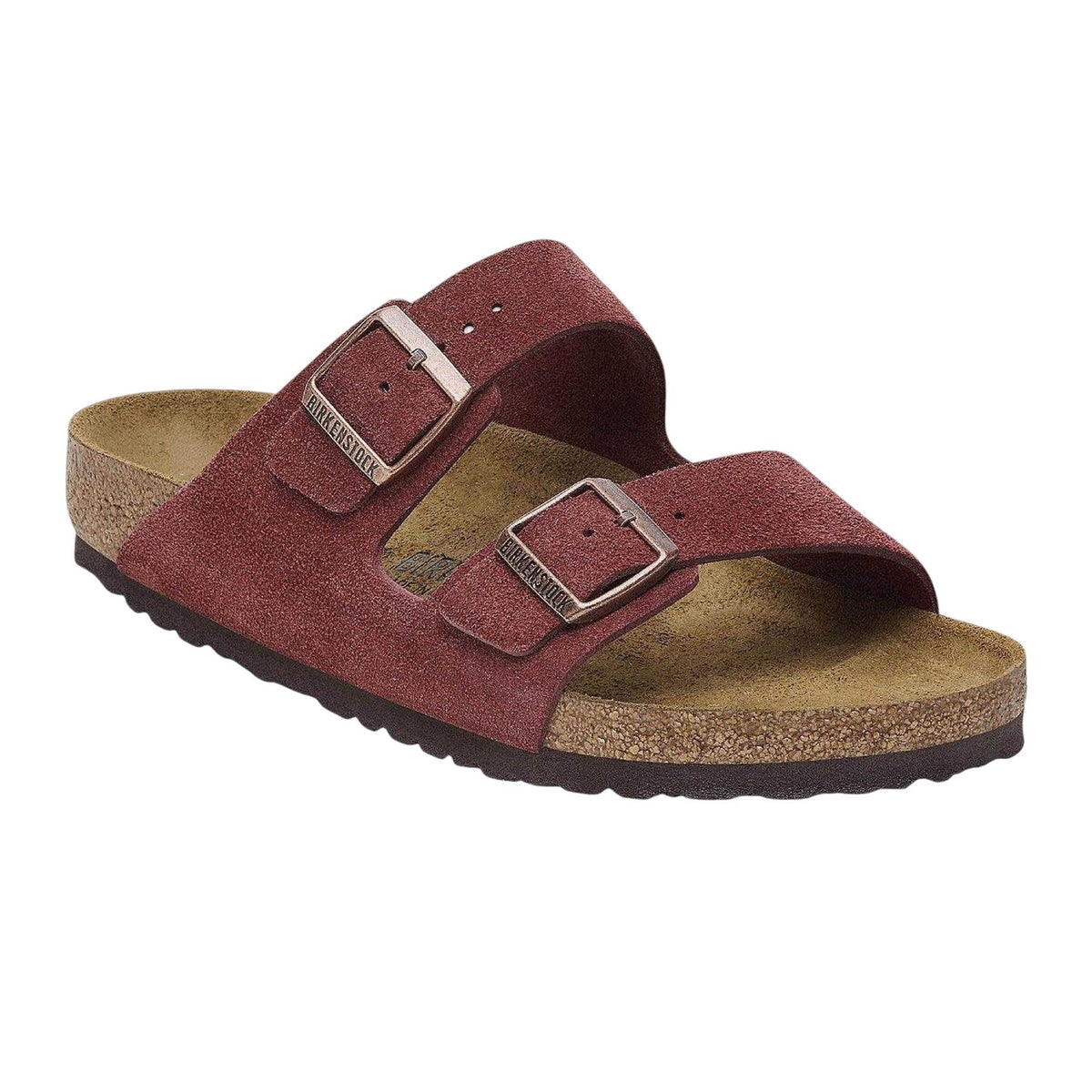 Red - Side - Birkenstock Womens-Ladies Suede Flat Sandals