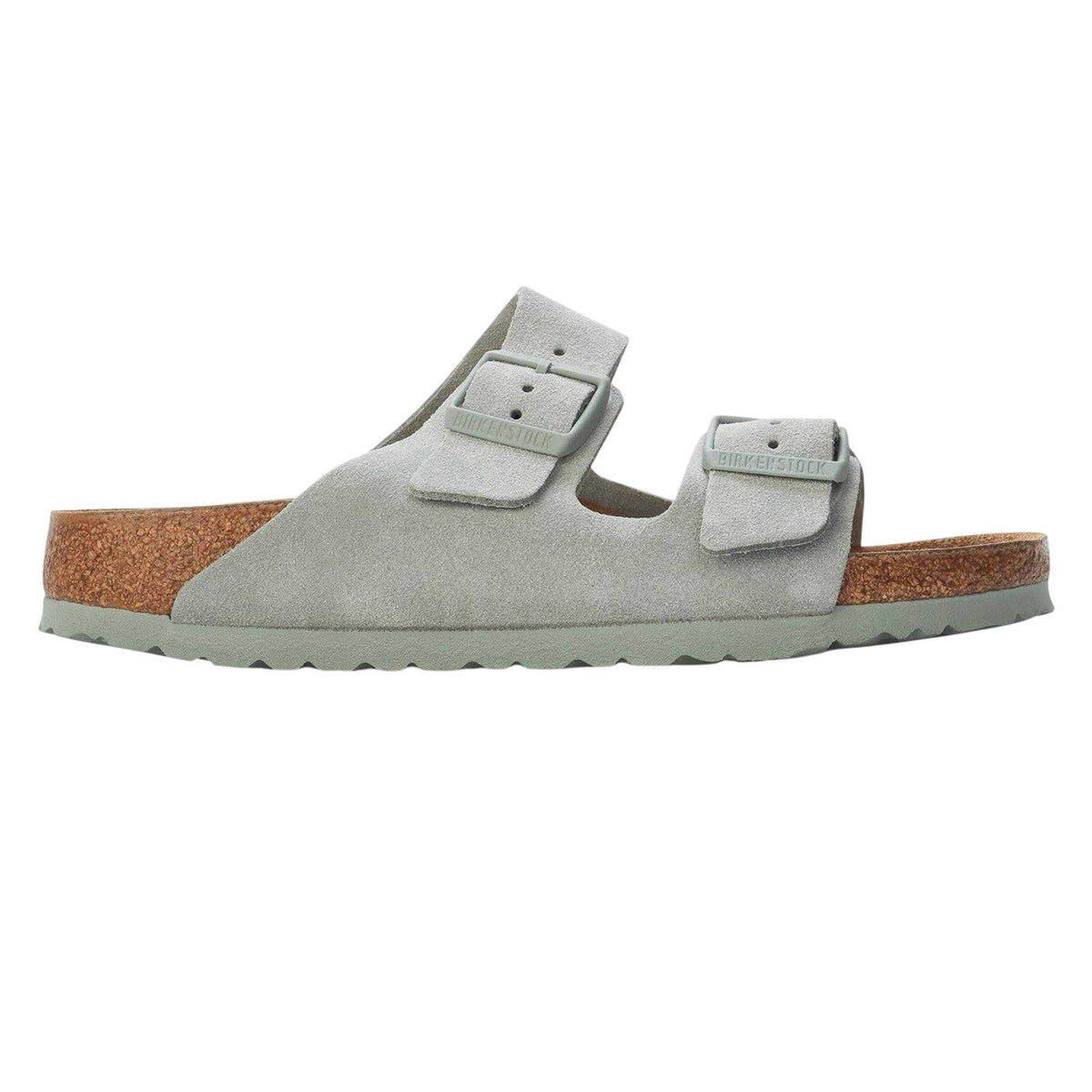 Green - Front - Birkenstock Womens-Ladies Suede Flat Sandals