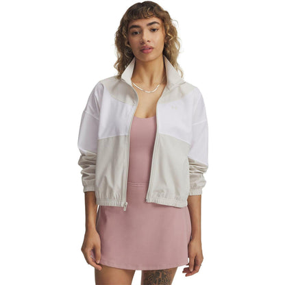 White - Front - Under Armour Womens-Ladies Rival Woven Lightweight Relaxed Fit Jacket