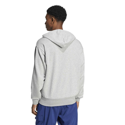 Medium Heather Grey - Back - Adidas Mens 3 Stripes Hoodie