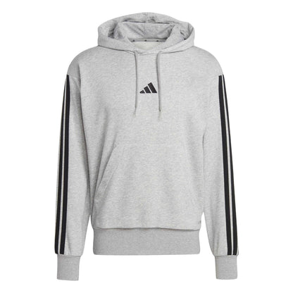 Medium Heather Grey - Front - Adidas Mens 3 Stripes Hoodie