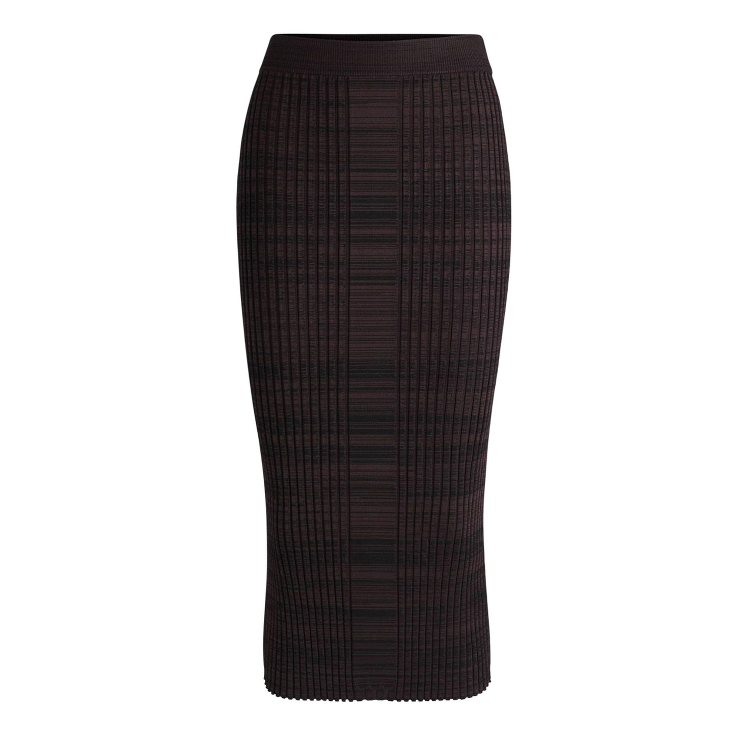 Brown - Front - Boss Womens-Ladies Farmina Ribbed Knitted Midi Skirt