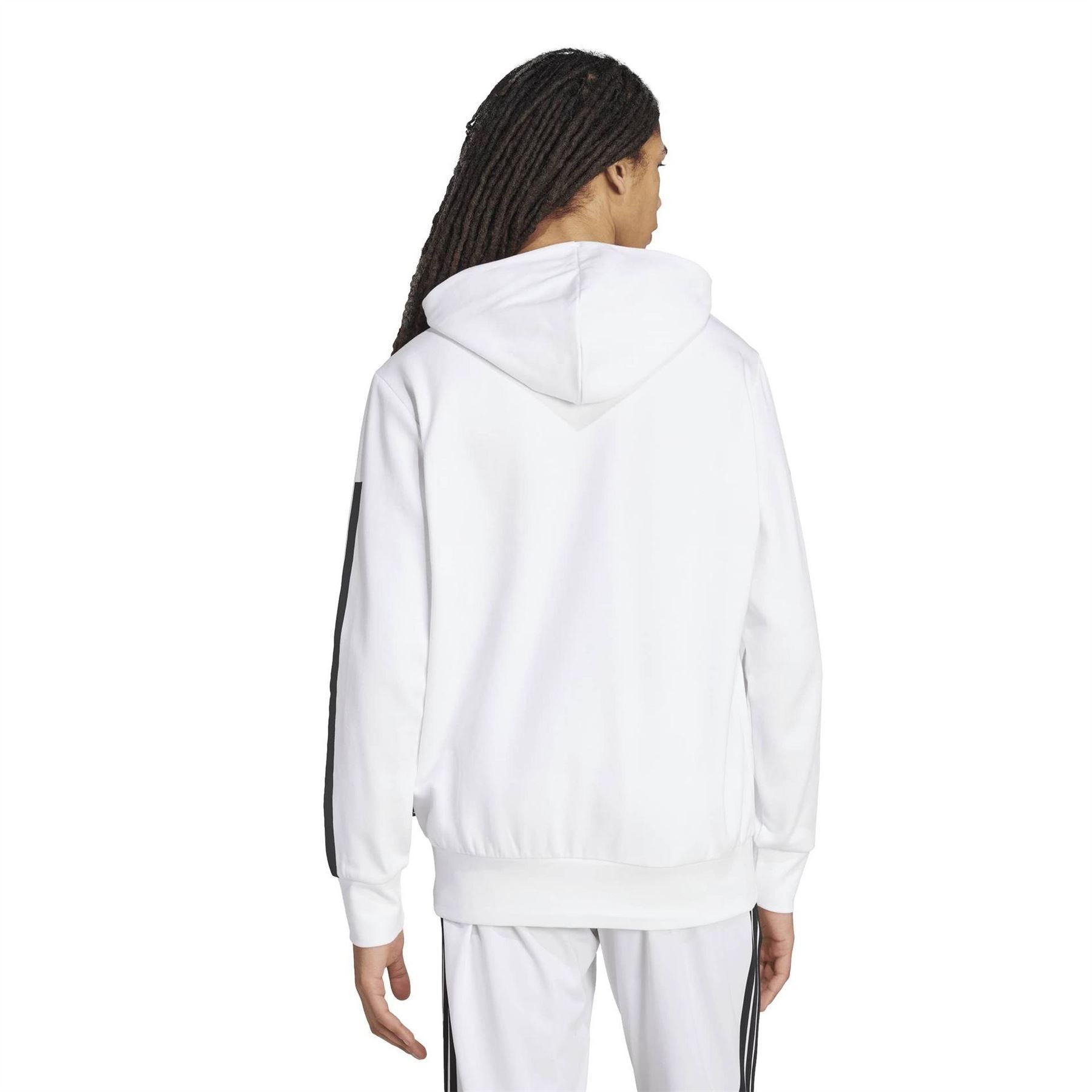 White - Back - Adidas Mens Script Logo Hoodie