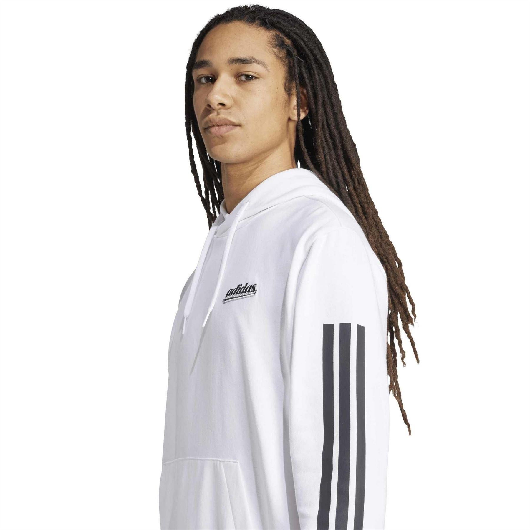 White - Lifestyle - Adidas Mens Script Logo Hoodie