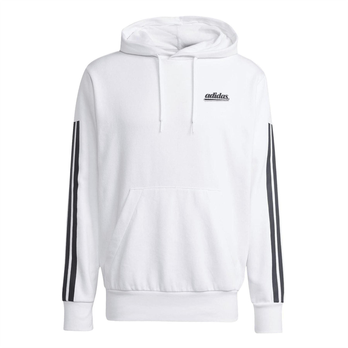 White - Front - Adidas Mens Script Logo Hoodie