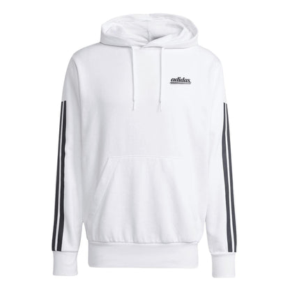 White - Front - Adidas Mens Script Logo Hoodie