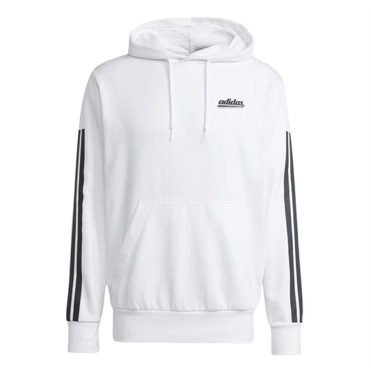 White - Front - Adidas Mens Script Logo Hoodie