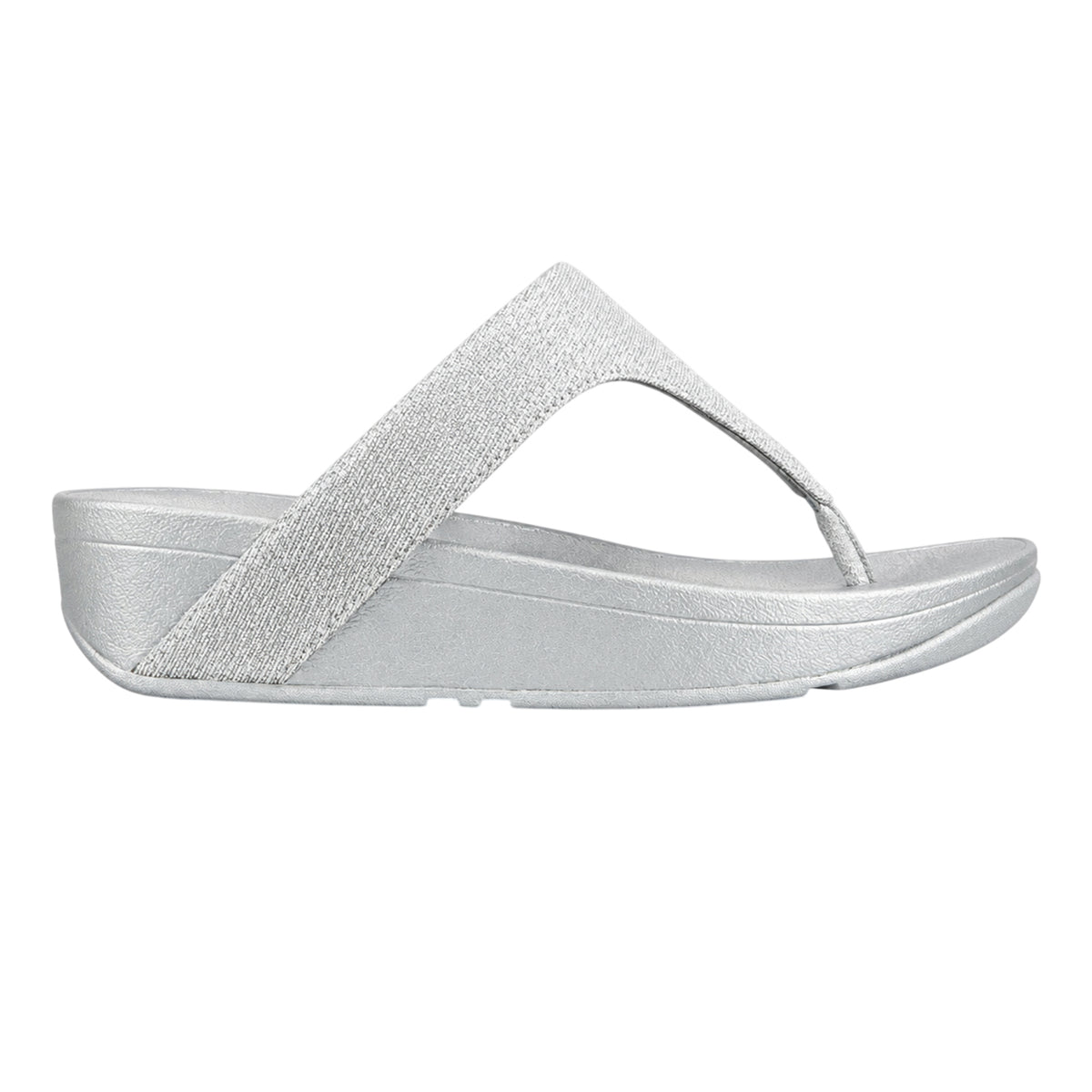 Silver - Front - FitFlop Womens-Ladies Lottie Glitzy Thong Strap Sandals