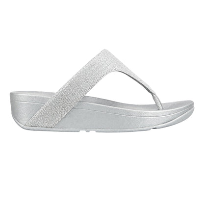 Silver - Front - FitFlop Womens-Ladies Lottie Glitzy Thong Strap Sandals