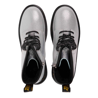 Silver - Side - Dr Martens Girls 1460 Leather Biker Boots