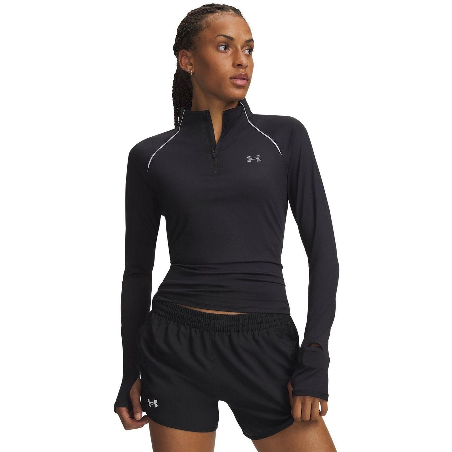 Black - Front - Under Armour Womens-Ladies Velociti Half Zip Top