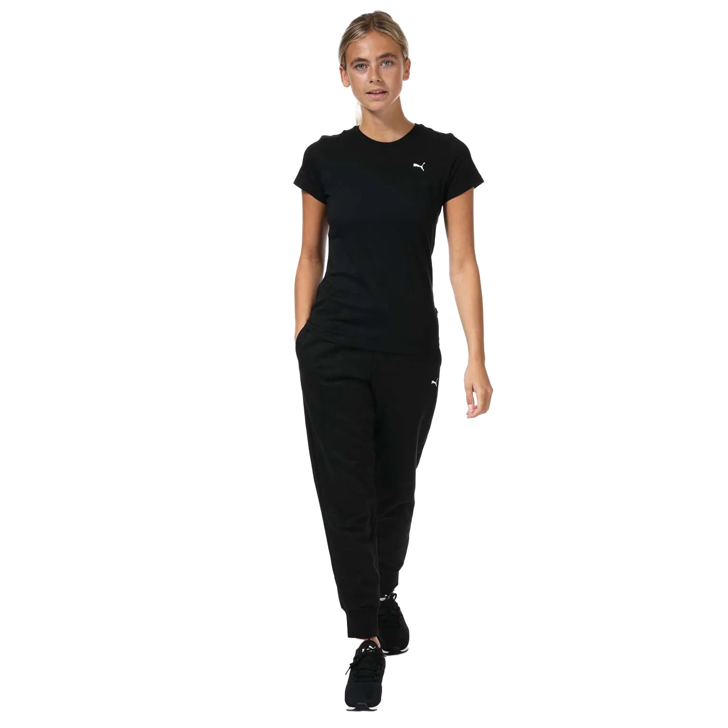 Black - Side - Puma Womens-Ladies Essentials Jogging Bottoms