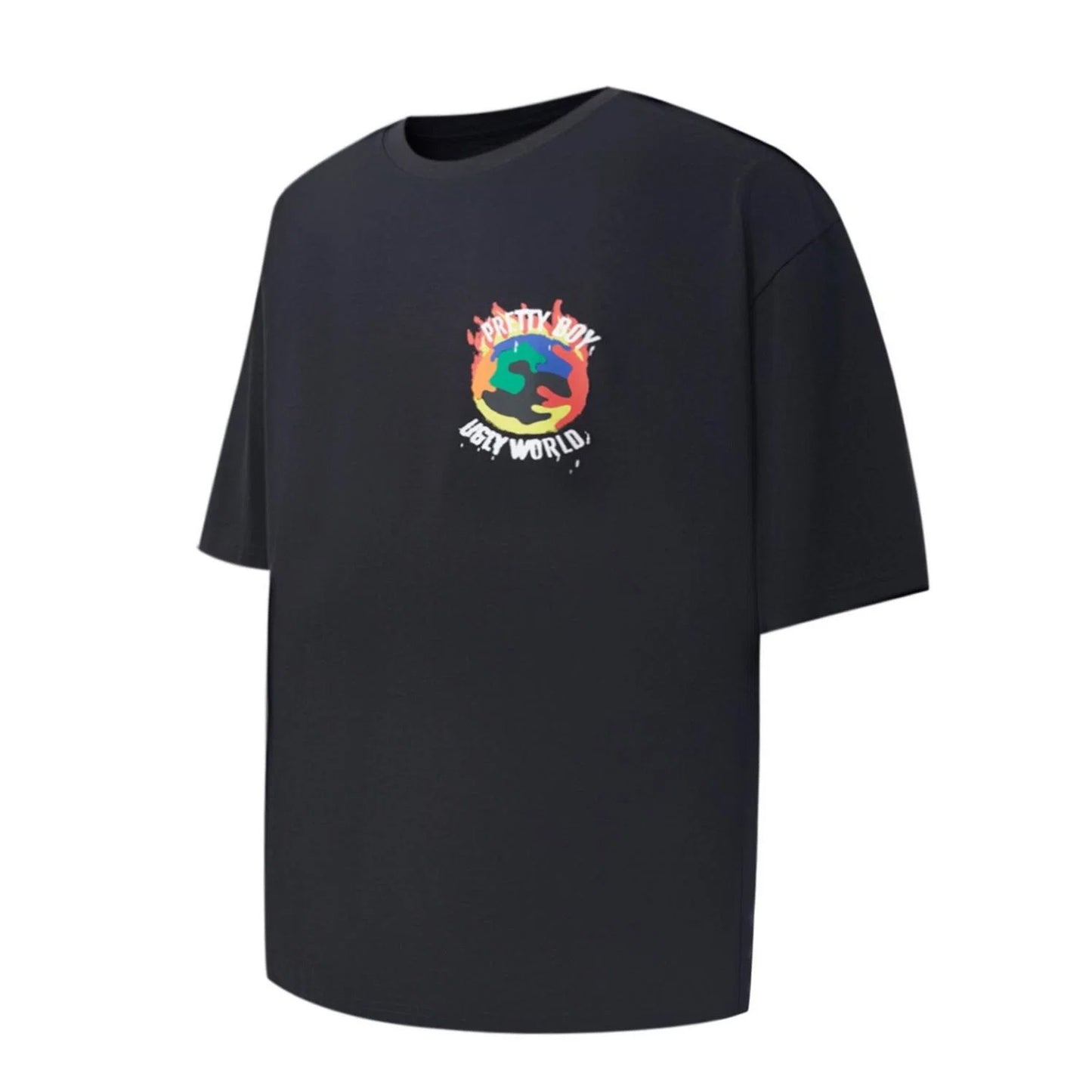Black - Side - Pretty Boy Ugly World Mens Oversized T-Shirt
