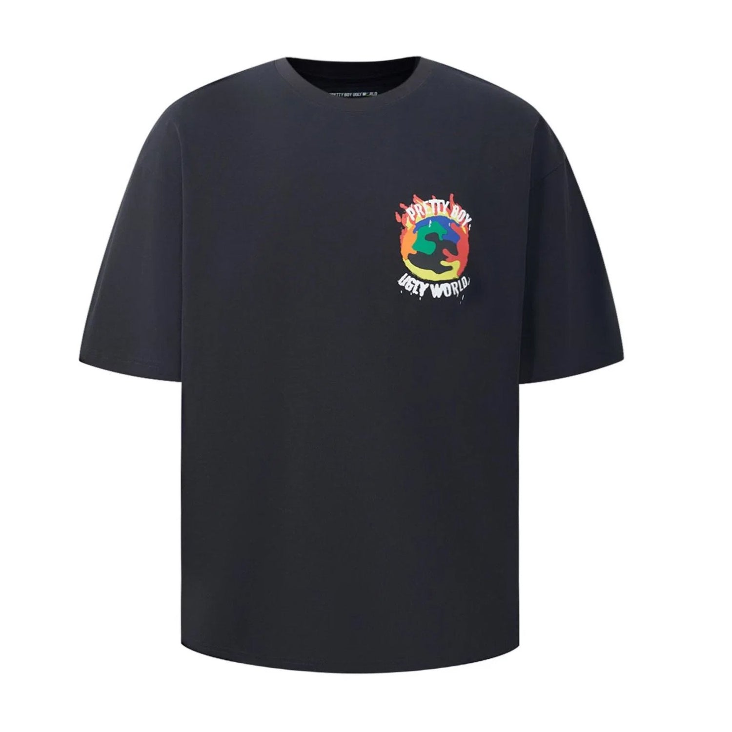 Black - Front - Pretty Boy Ugly World Mens Oversized T-Shirt