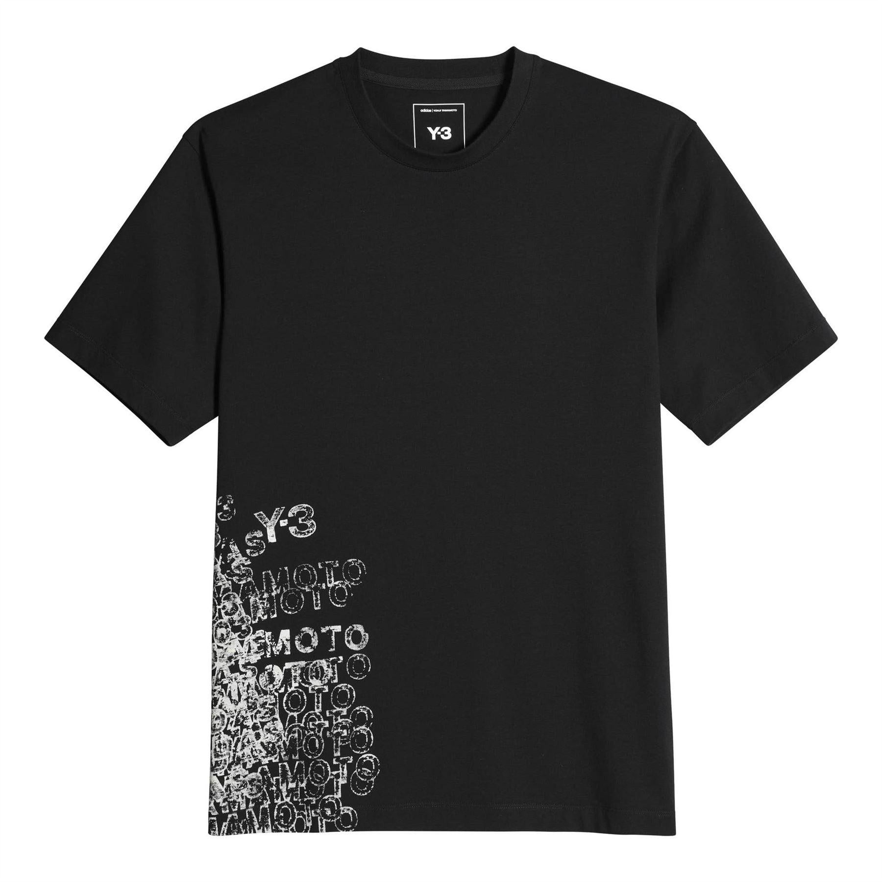 Black - Front - Y-3 Mens GFX T-Shirt
