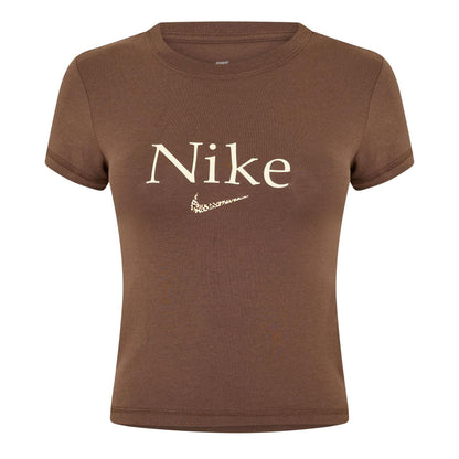 Brown - Front - Nike Womens-Ladies Cropped T-Shirt