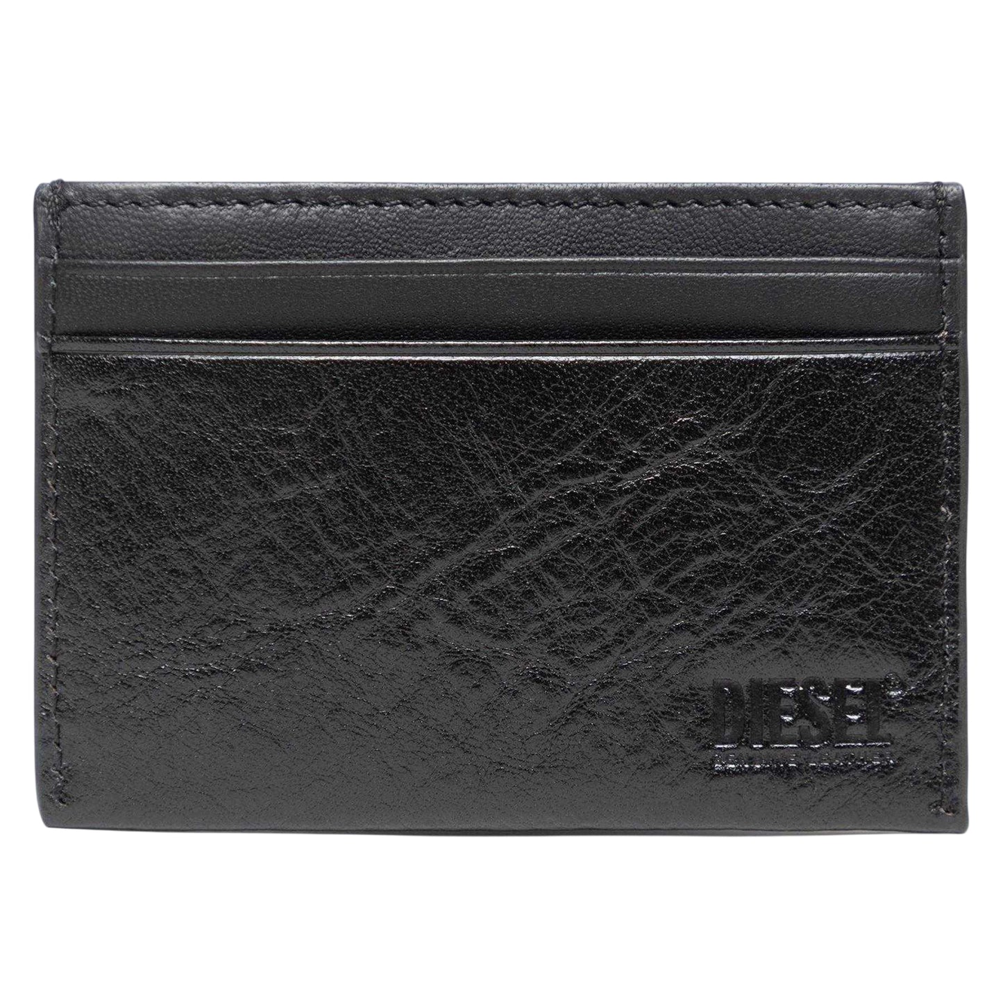 Black - Back - Diesel Easy 3D Logo Leather Card Holder