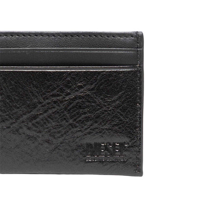 Black - Side - Diesel Easy 3D Logo Leather Card Holder