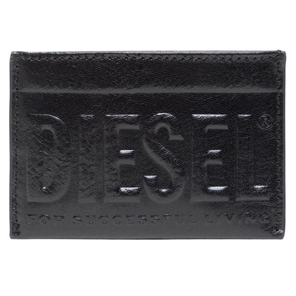 Black - Front - Diesel Easy 3D Logo Leather Card Holder