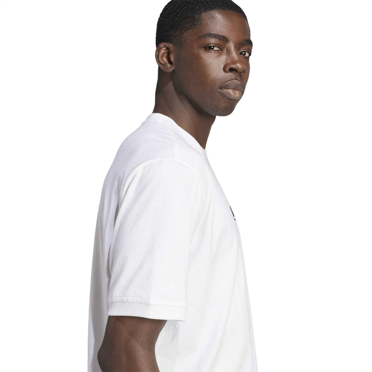 White-Black - Side - Adidas Mens Adicolor Trefoil Cotton T-Shirt