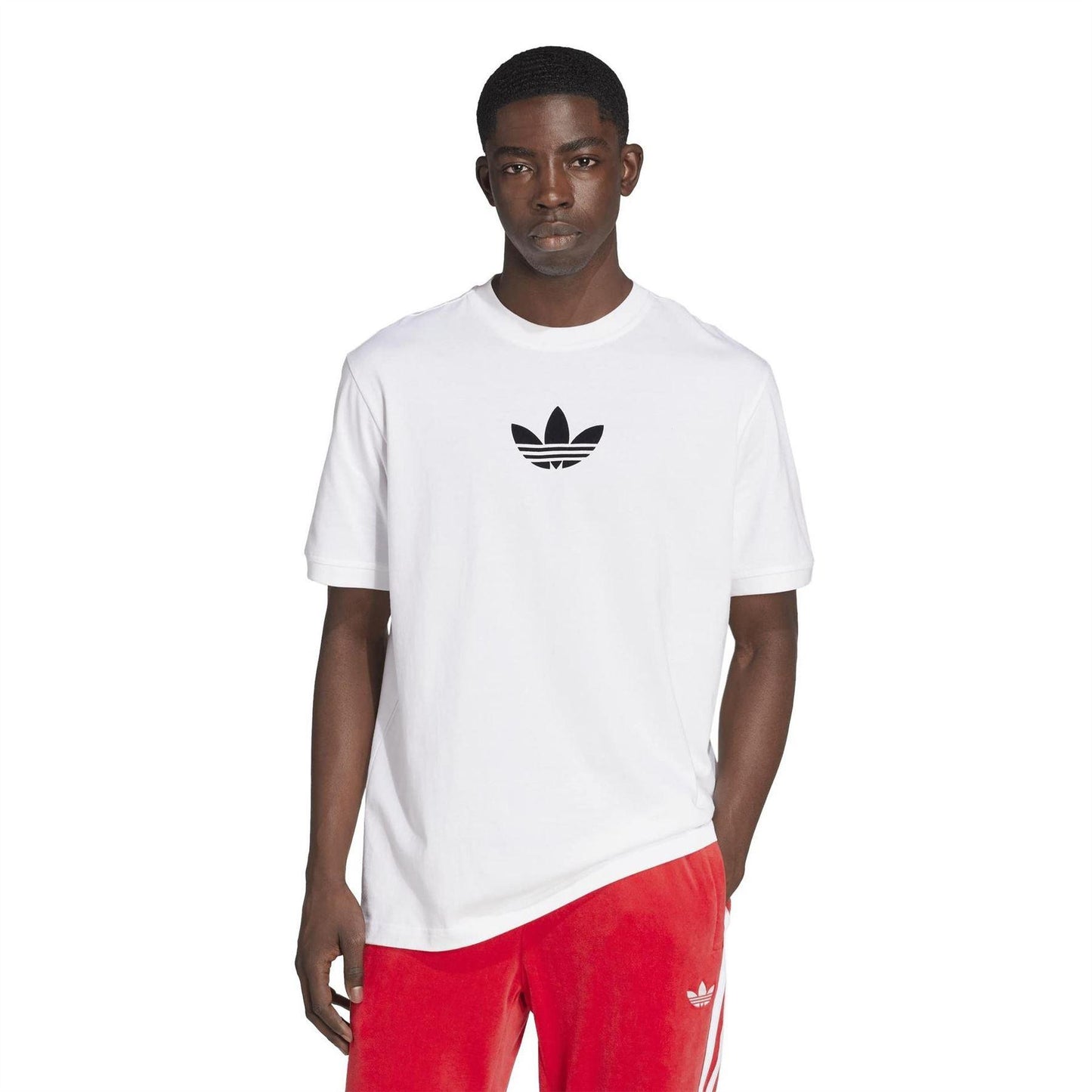 White-Black - Pack Shot - Adidas Mens Adicolor Trefoil Cotton T-Shirt