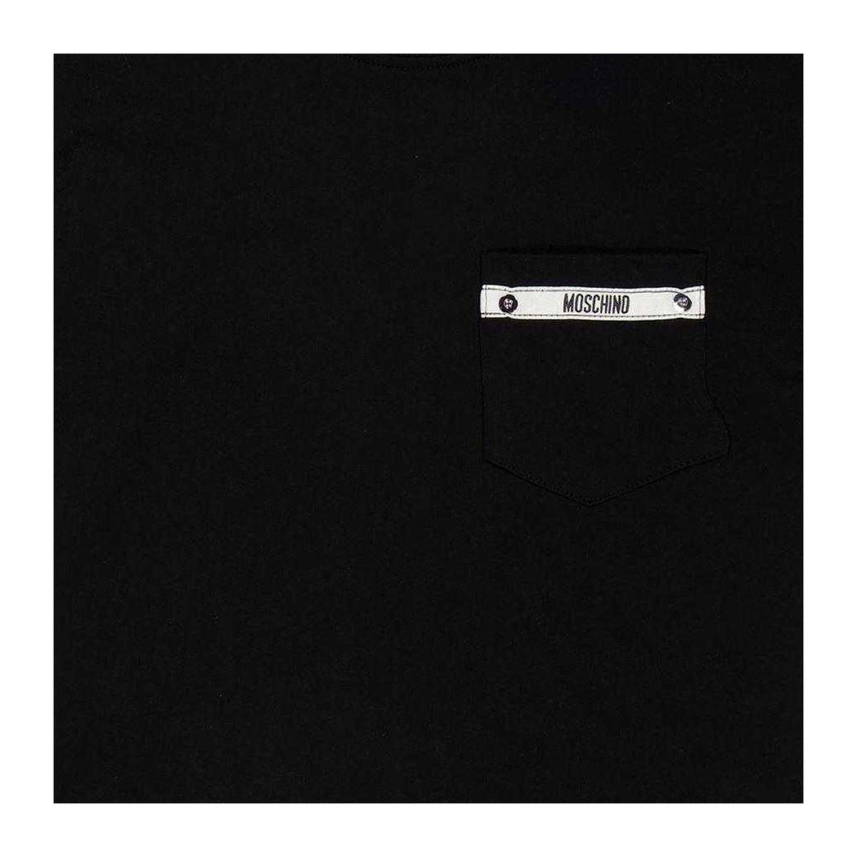 Black - Side - Moschino Childrens-Kids Pocket Detail T-Shirt