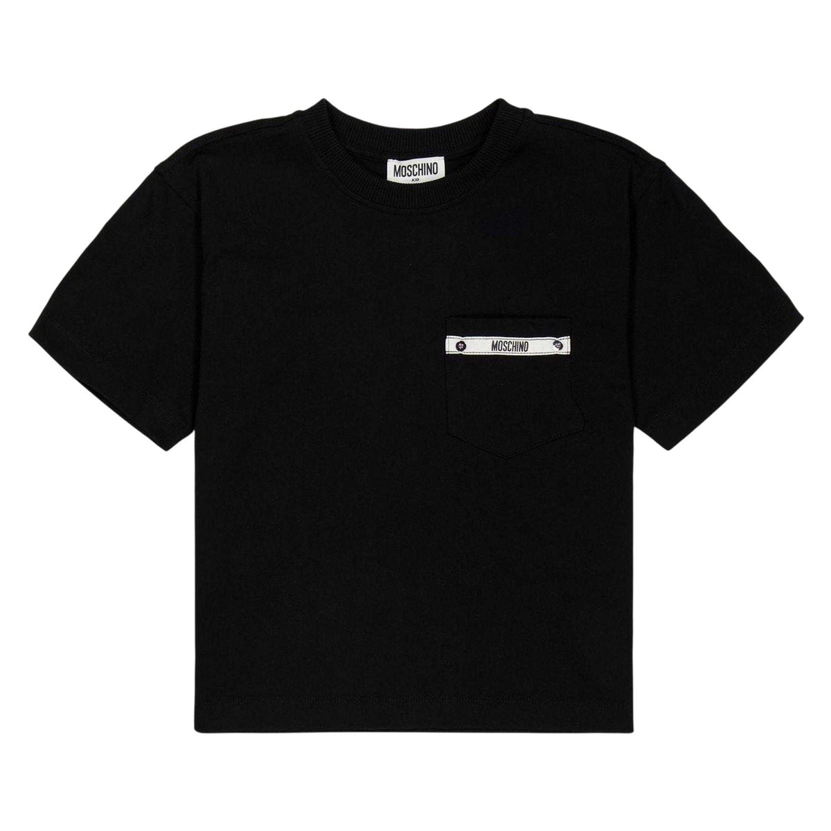Black - Front - Moschino Childrens-Kids Pocket Detail T-Shirt