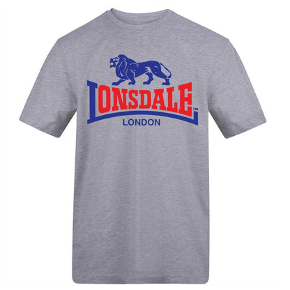Grey - Front - Lonsdale Mens Logo T-Shirt