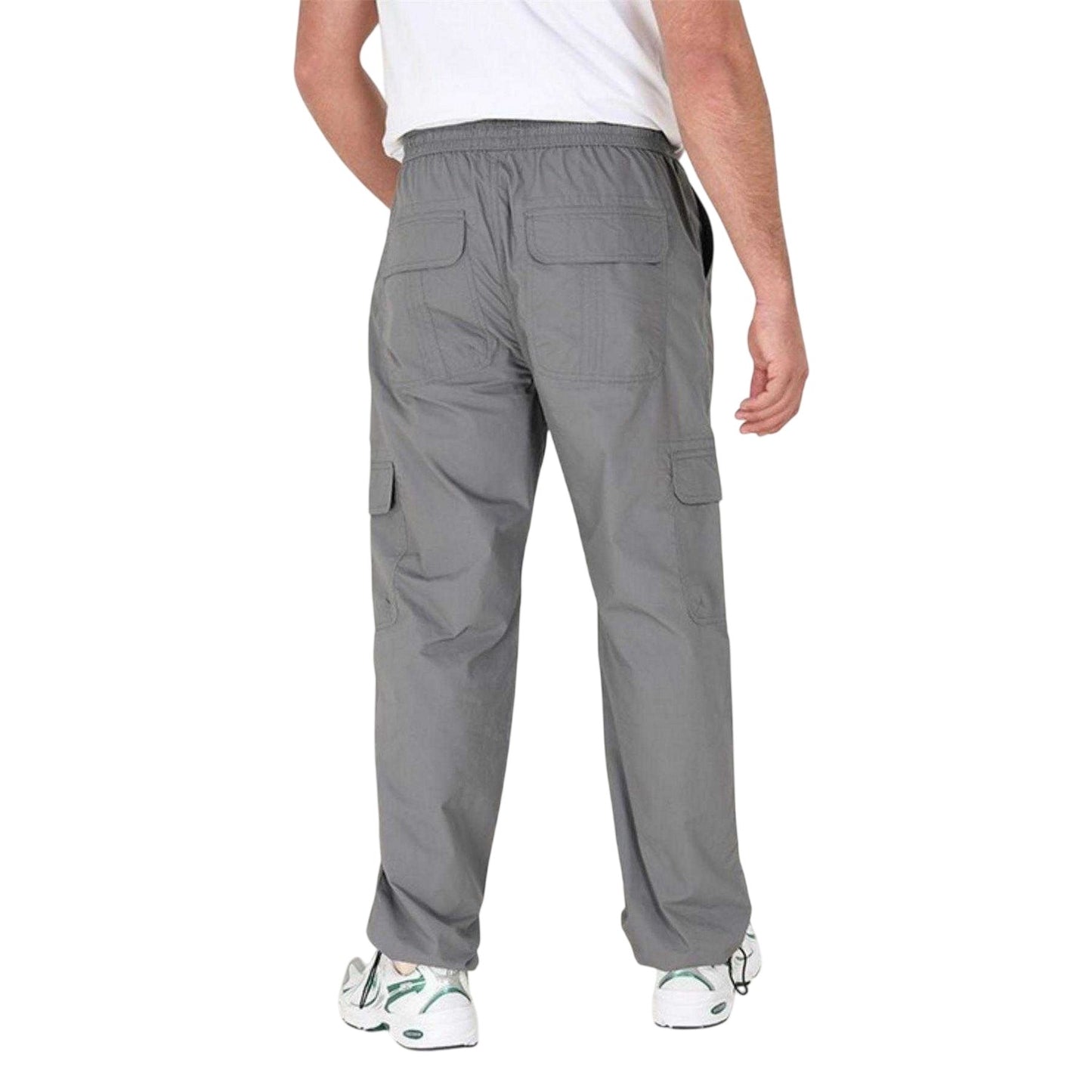 Dark Grey - Back - Brave Soul Mens Cotton Cargo Trousers