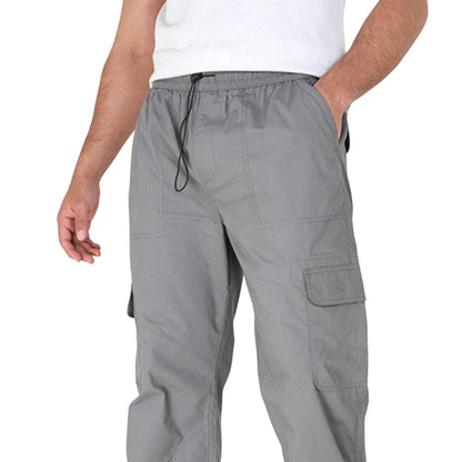 Dark Grey - Side - Brave Soul Mens Cotton Cargo Trousers