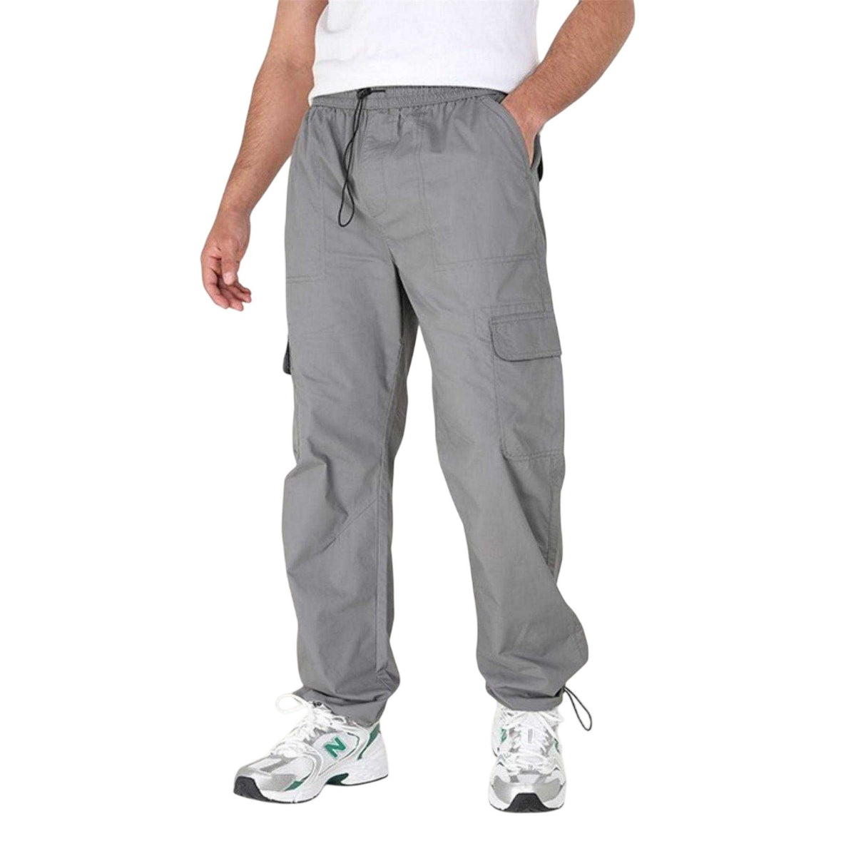 Dark Grey - Front - Brave Soul Mens Cotton Cargo Trousers